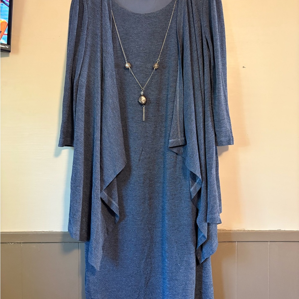 R&M Richards Navy Dress with Necklace